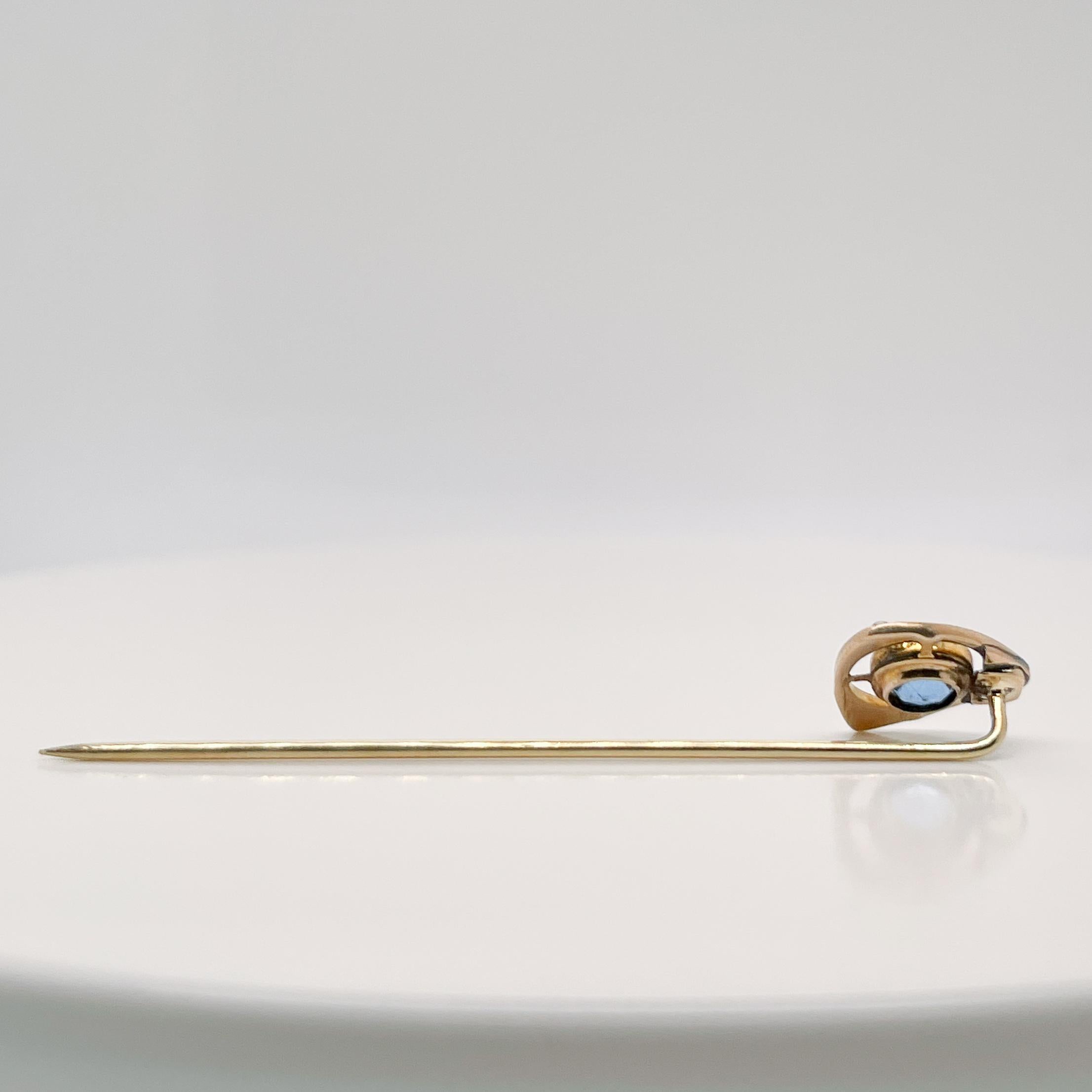Late Victorian 14 Karat Gold, Glass & Seed Pearl Stick Pin 3