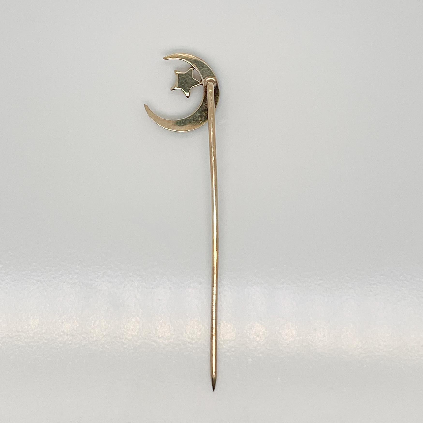 Late Victorian 14 Karat Gold & Seed Pearl Stick Pin In Good Condition In Philadelphia, PA