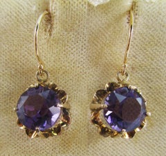 Late Victorian 14 Karat Rose Gold Amethyst Dangle Earrings