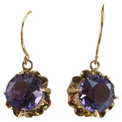 Late Victorian 14 Karat Rose Gold Amethyst Dangle Earrings