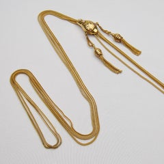 Late Victorian 14 Karat Sautoir Snake Slide Chain Accented with Pink Sapphires