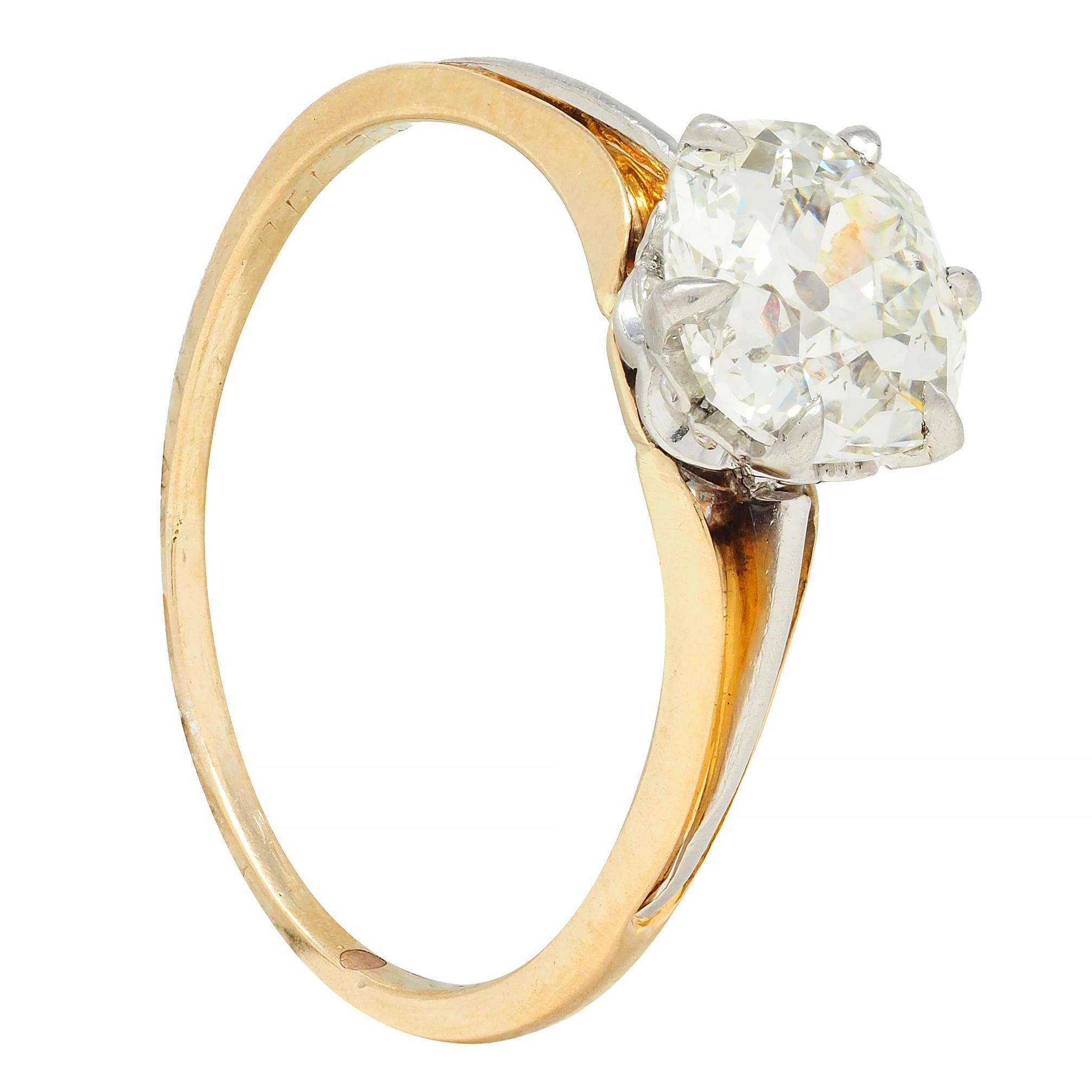 Spätviktorianischer 1,46 CTW Old Mine Diamant Platin 14 Karat Gold Verlobungsring 6
