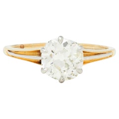 Late Victorian 1.46 CTW Old Mine Diamond Platinum 14 Karat Gold Engagement Ring