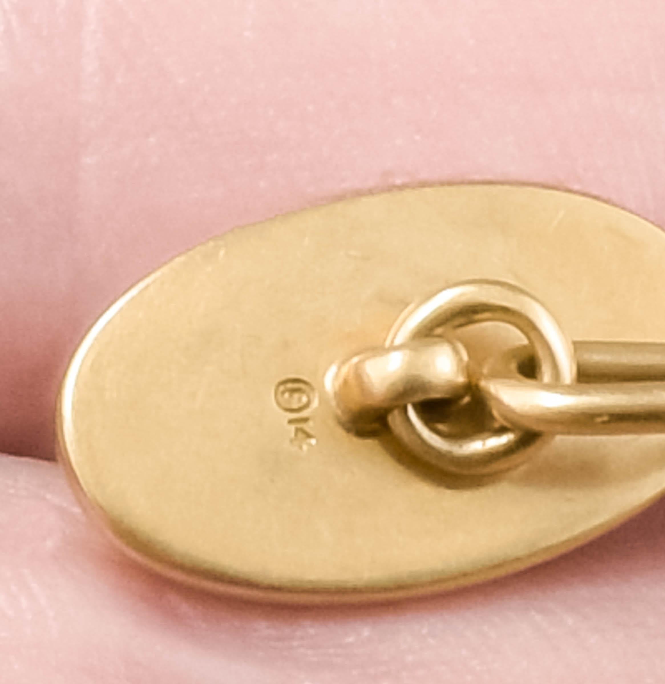 Late Victorian 14K Gold Banded Agate Cufflinks For Sale 4