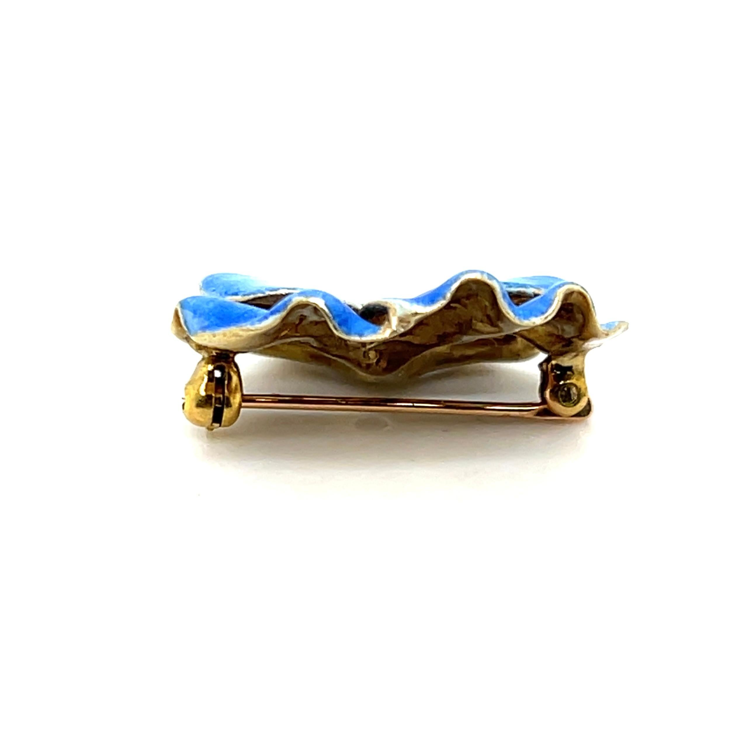Late Victorian 14k Yellow Gold Enamel & Paste Blue Pansy Brooch 1890s For Sale 9