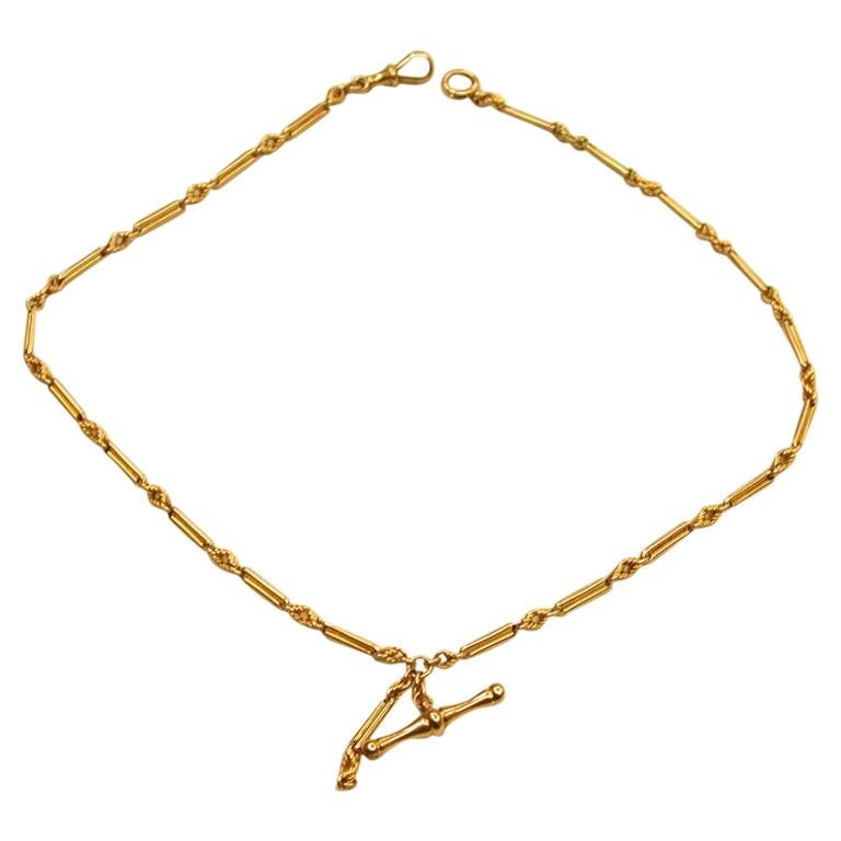 Late Victorian 15 Carat Gold Fancy Link Albert Chain, Dated circa 1895 For Sale
