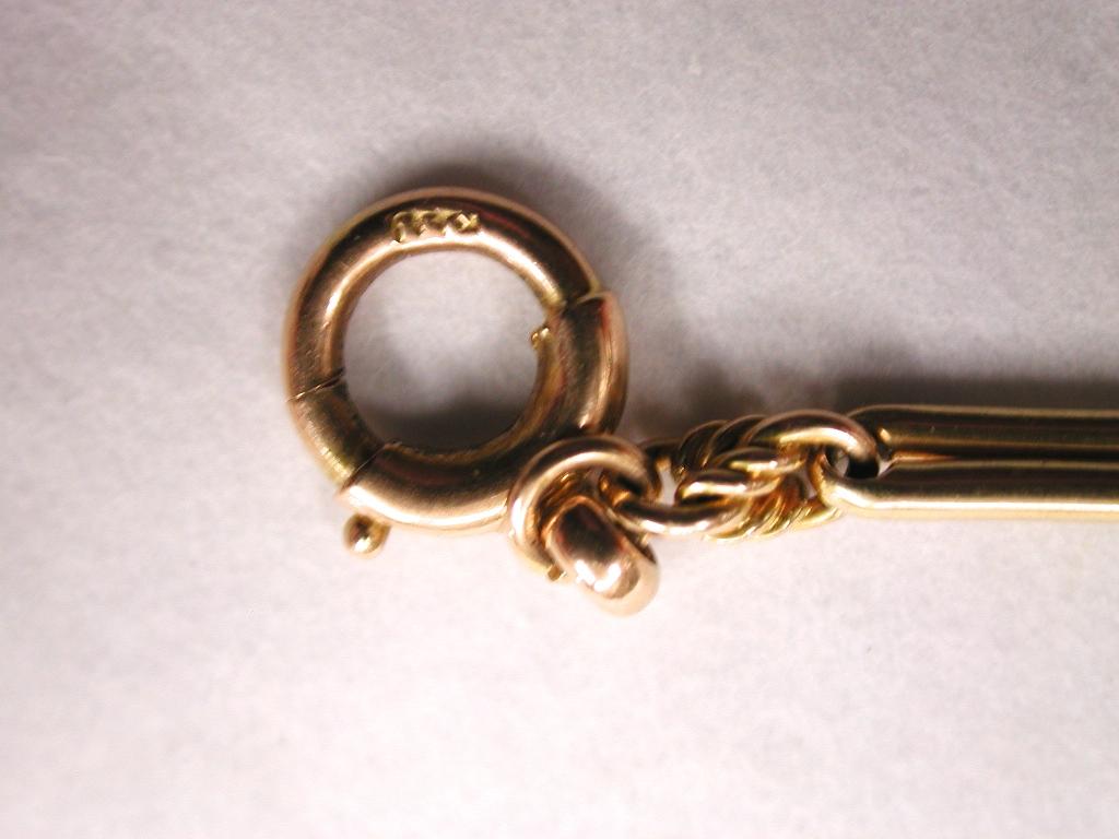 Late Victorian 15 Carat Gold Fancy Link Albert Chain, Dated circa 1895 In Good Condition For Sale In London, GB