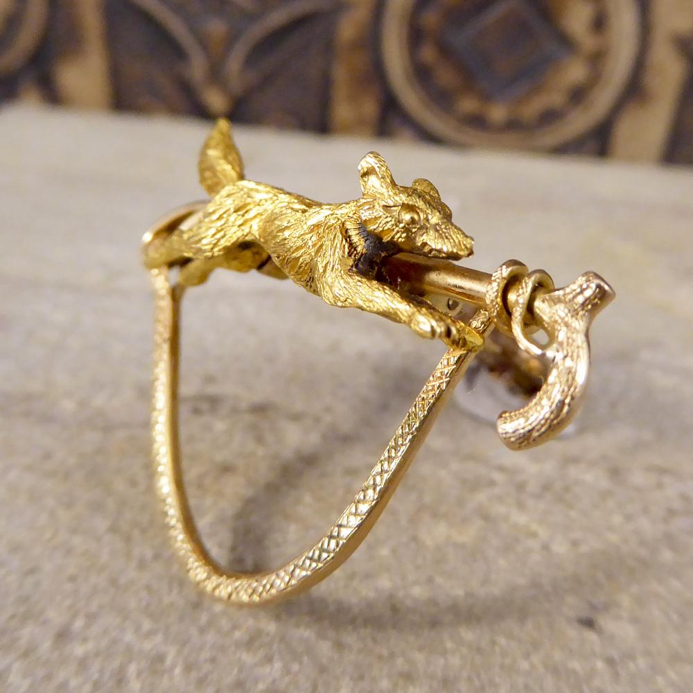The lovely little antique brooch modelled in 15ct Yellow Gold crafted in the Late Victorian era. Depicting a fox in its stride, the brooch has a 9ct Yellow Gold back clip to hold it to your clothes securely. Comes in original fitted box as seen in