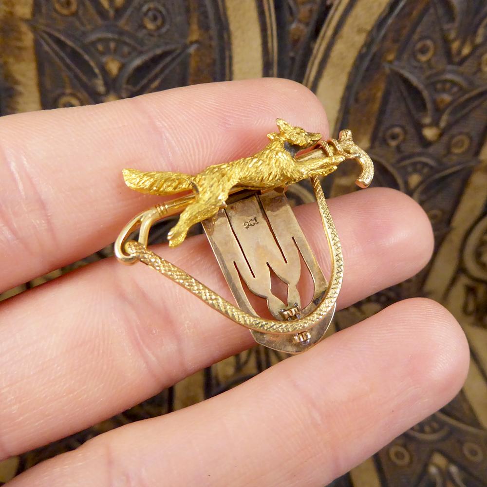 Late Victorian 15 Carat Yellow Gold Fox Brooch with 9 Carat Yellow Gold Clip 2