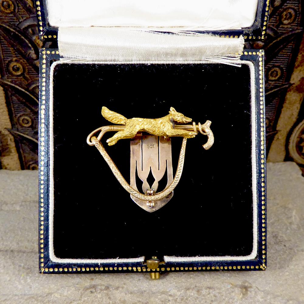 Late Victorian 15 Carat Yellow Gold Fox Brooch with 9 Carat Yellow Gold Clip 4