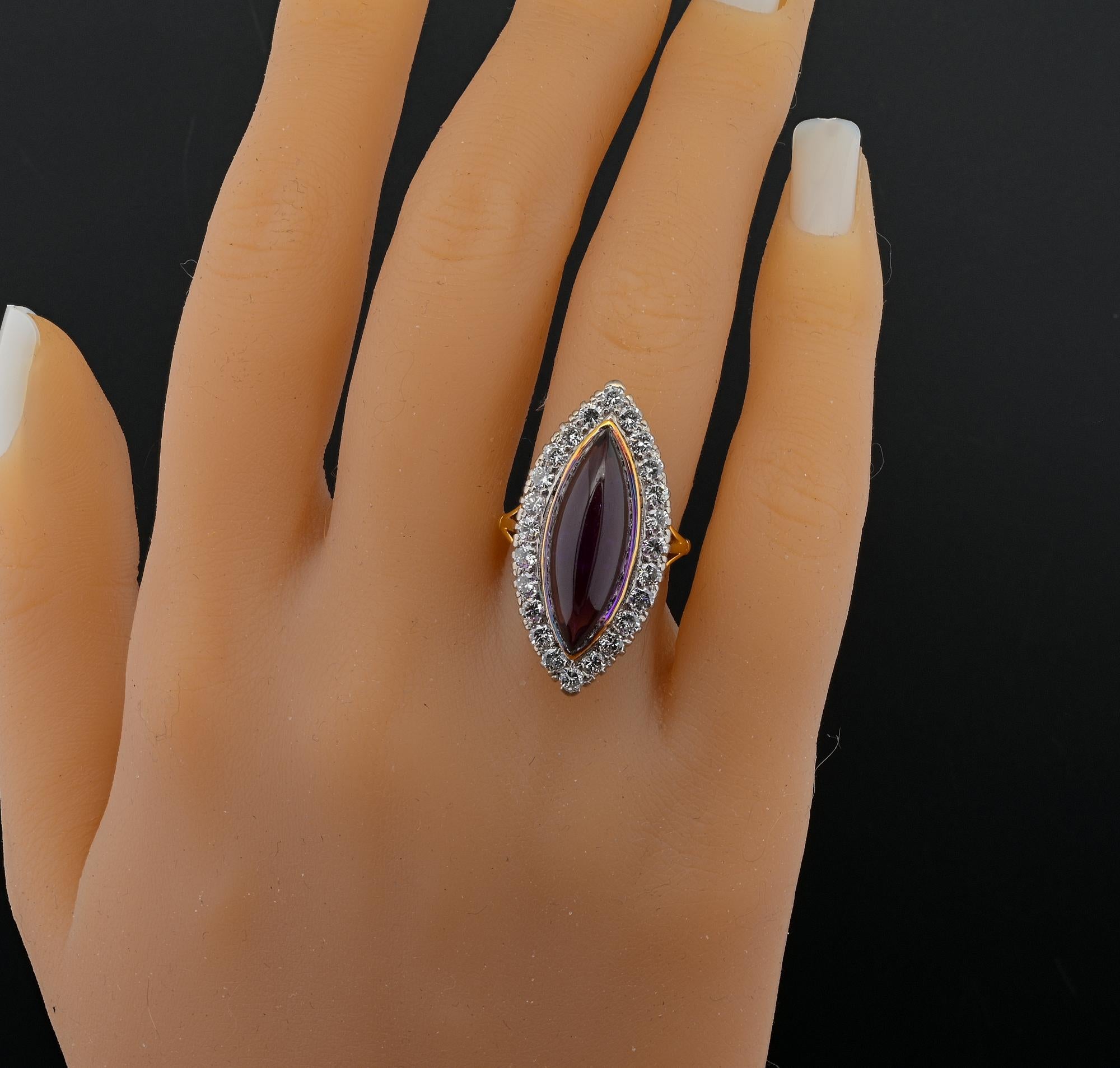 Anello tardo vittoriano da 16,00 carati con ametista e 1,70 carati con diamante a navetta in vendita 4