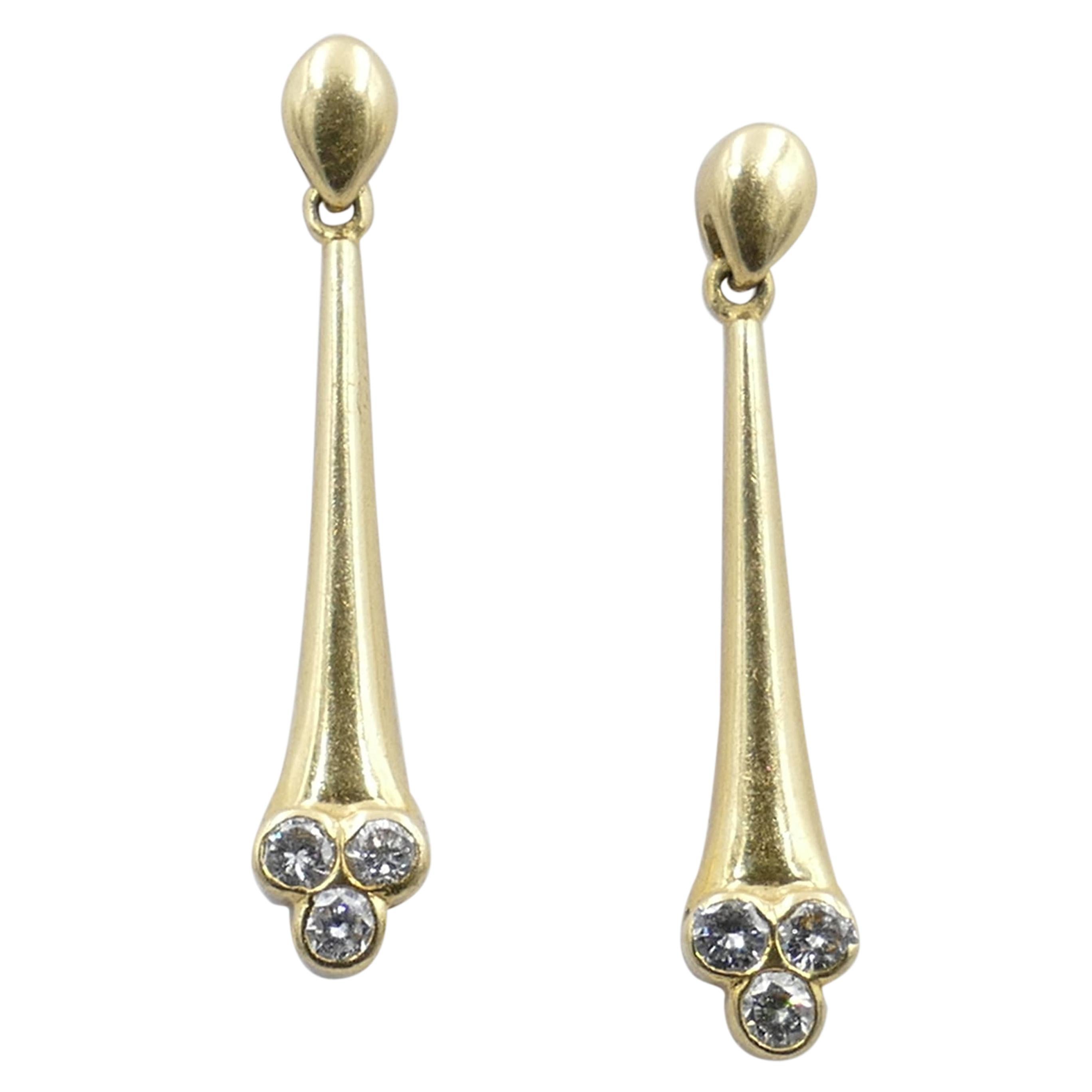 Late Victorian 18 Carat Yellow Gold Diamond Drop Earrings