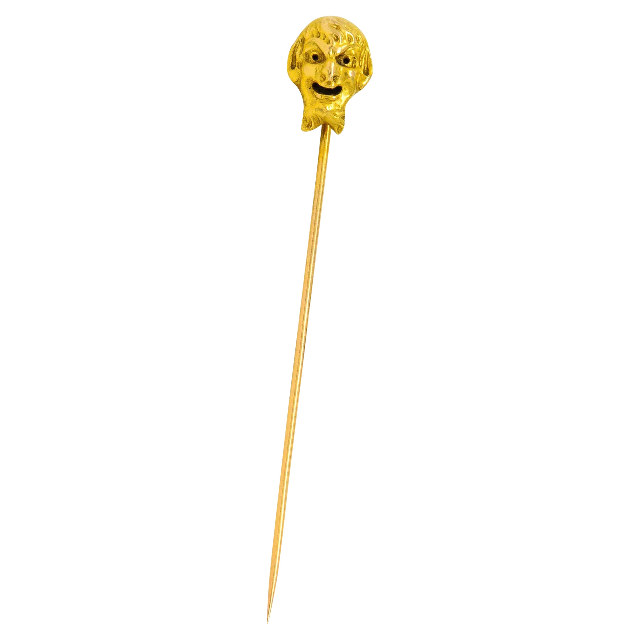Late Victorian 18 Karat Gold Bacchus Satyr Stickpin