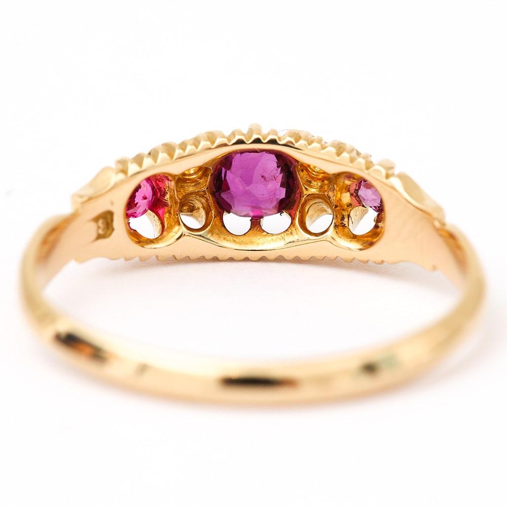 Late Victorian 18 Karat Gold Ruby and Diamond Gypsy Ring, circa 1897, Birmingham 2