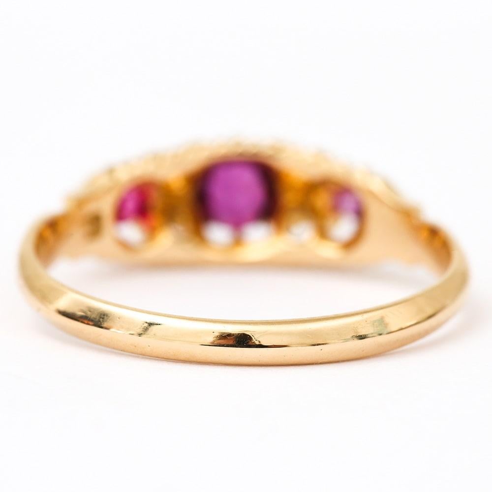 Late Victorian 18 Karat Gold Ruby and Diamond Gypsy Ring, circa 1897, Birmingham 3