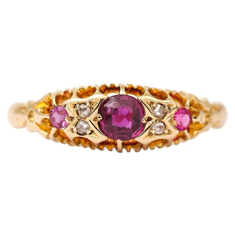 Late Victorian 18 Karat Gold Ruby and Diamond Gypsy Ring, circa 1897 ...