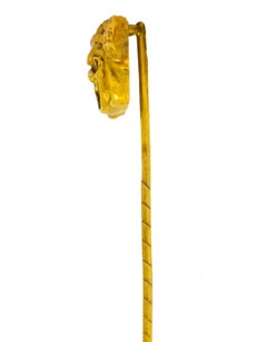 Spätviktorianische Anstecknadel aus 18 Karat Gelbgold mit Maske