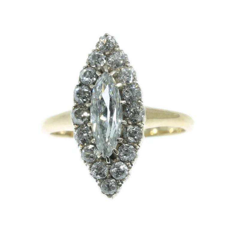 Late Victorian 1 82 Carat Diamond Gold Marquise Engagement  