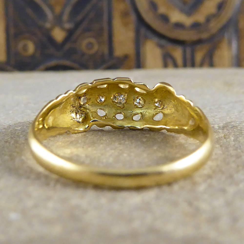 Women's Late Victorian 18 Carat Gold Five-Stone Diamond Scroll Ring