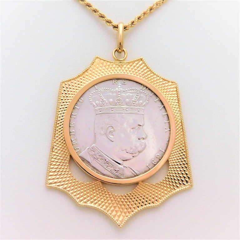 Late Victorian 18k Coin Holder Pendant with Rare 1891 Silver Eritrea 1