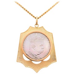 Late Victorian 18k Coin Holder Pendant with Rare 1891 Silver Eritrea 1 Tallero 5