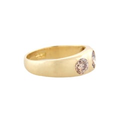 Late Victorian 18kt 3-Stone Fancy Old Mine Cut Diamond Gypsy Ring 1.75ctw