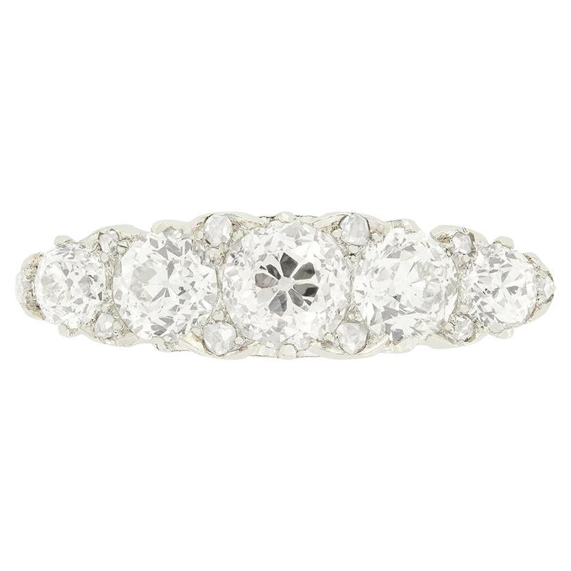 Late Victorian 1.95ct Diamond Five Stone Ring, c.1900s
