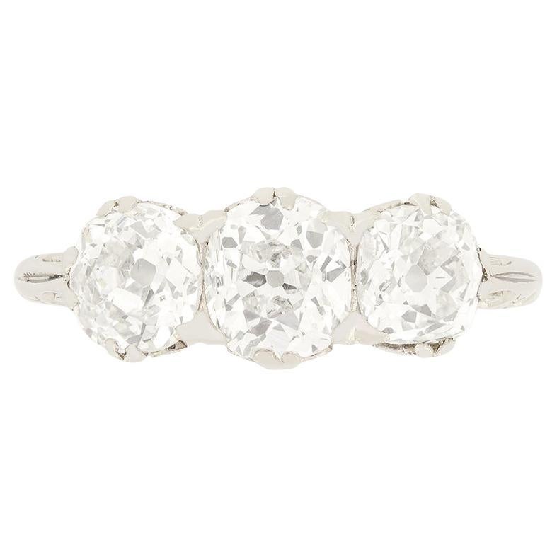 Late Victorian 2.10ct Diamond Trilogy Ring, c.1890s