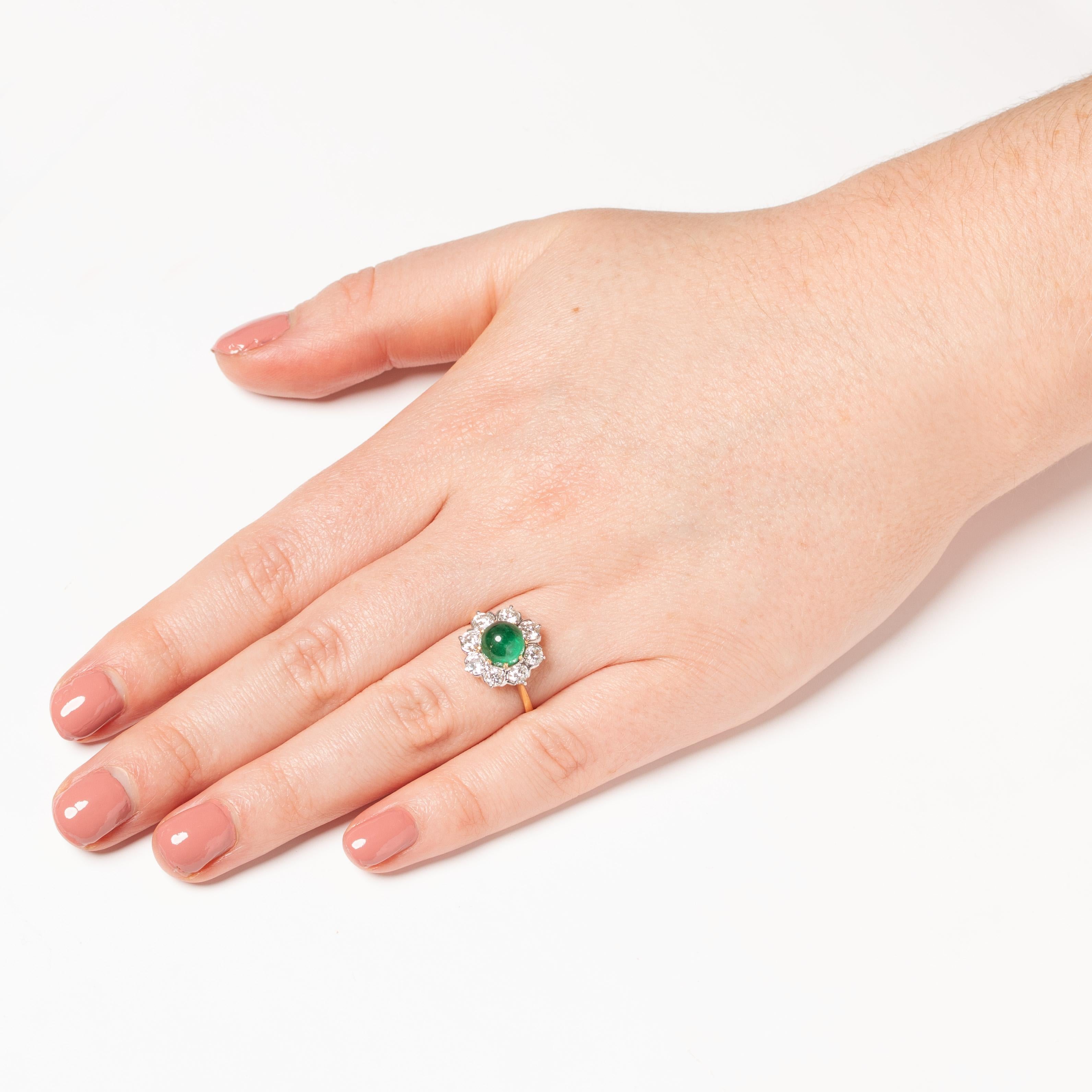 Bague à grappes d'émeraudes et de diamants de la fin de l'époque victorienne, 2,40ct, c.I.C. Bon état - En vente à London, GB