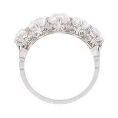 Late Victorian 3.50 Carat Old Cushion Cut Diamond Five-Stone Ring, circa 1900s