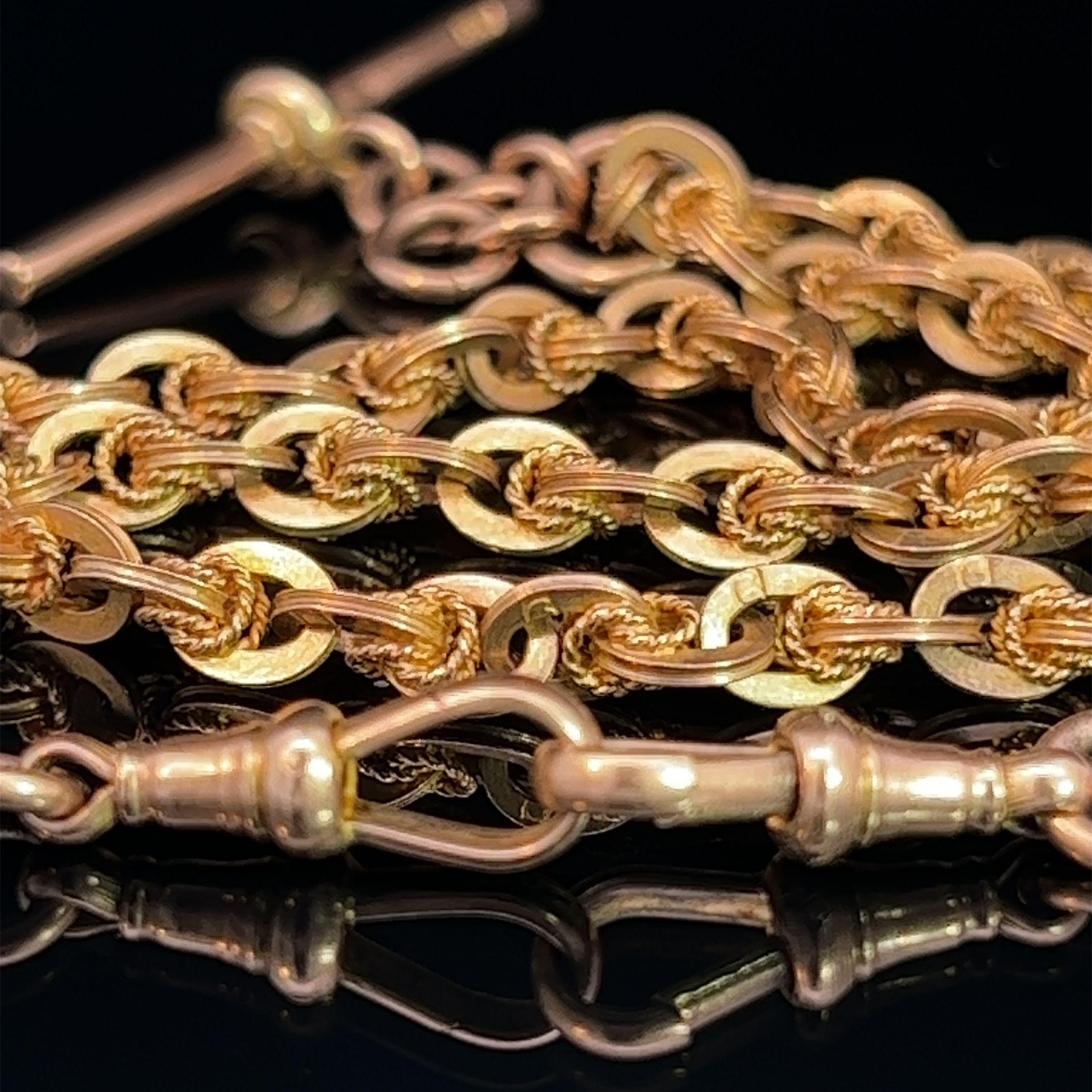 Women's or Men's Late Victorian 9k Yellow Gold Fob Chain Circa 1900 For Sale