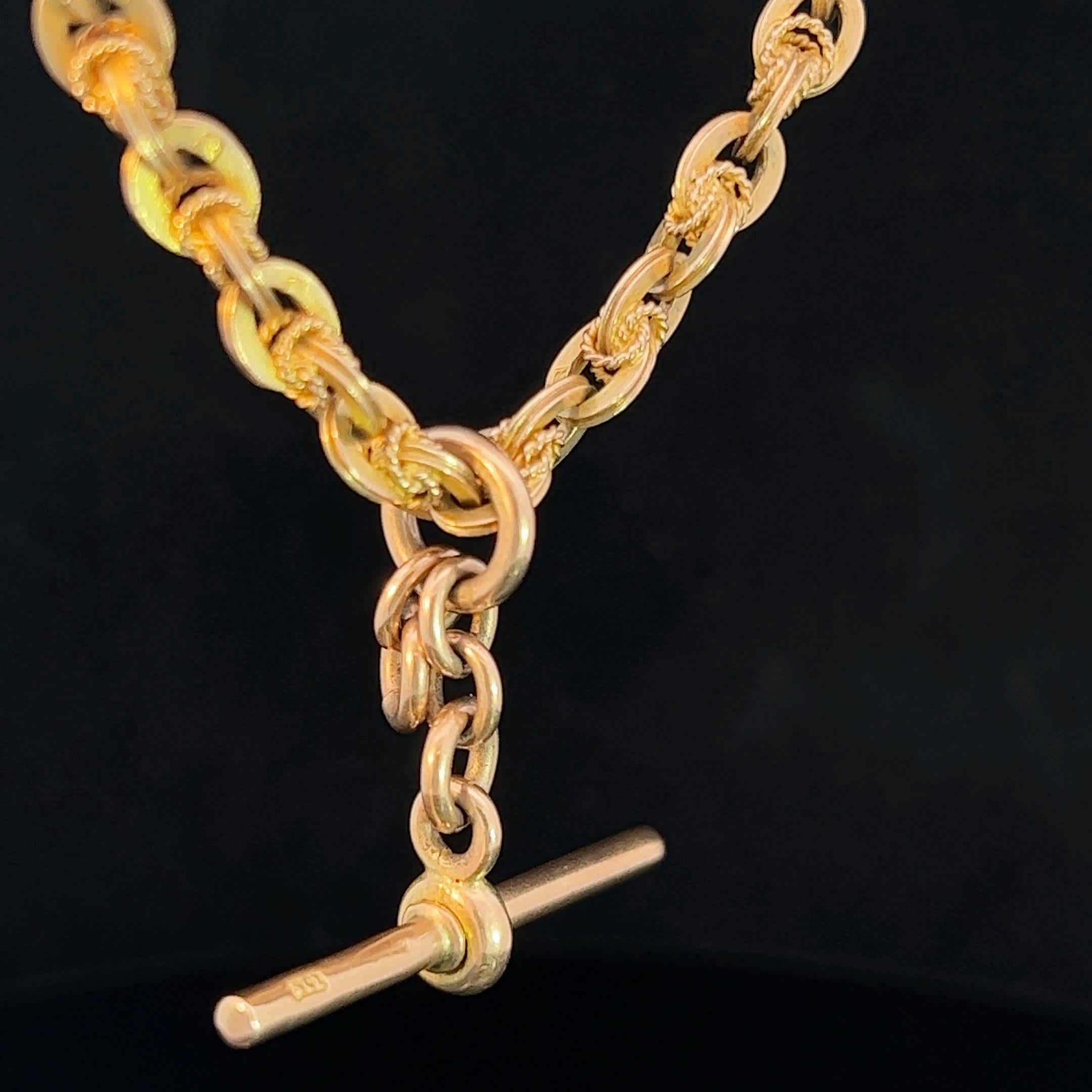Late Victorian 9k Yellow Gold Fob Chain Circa 1900 For Sale 1