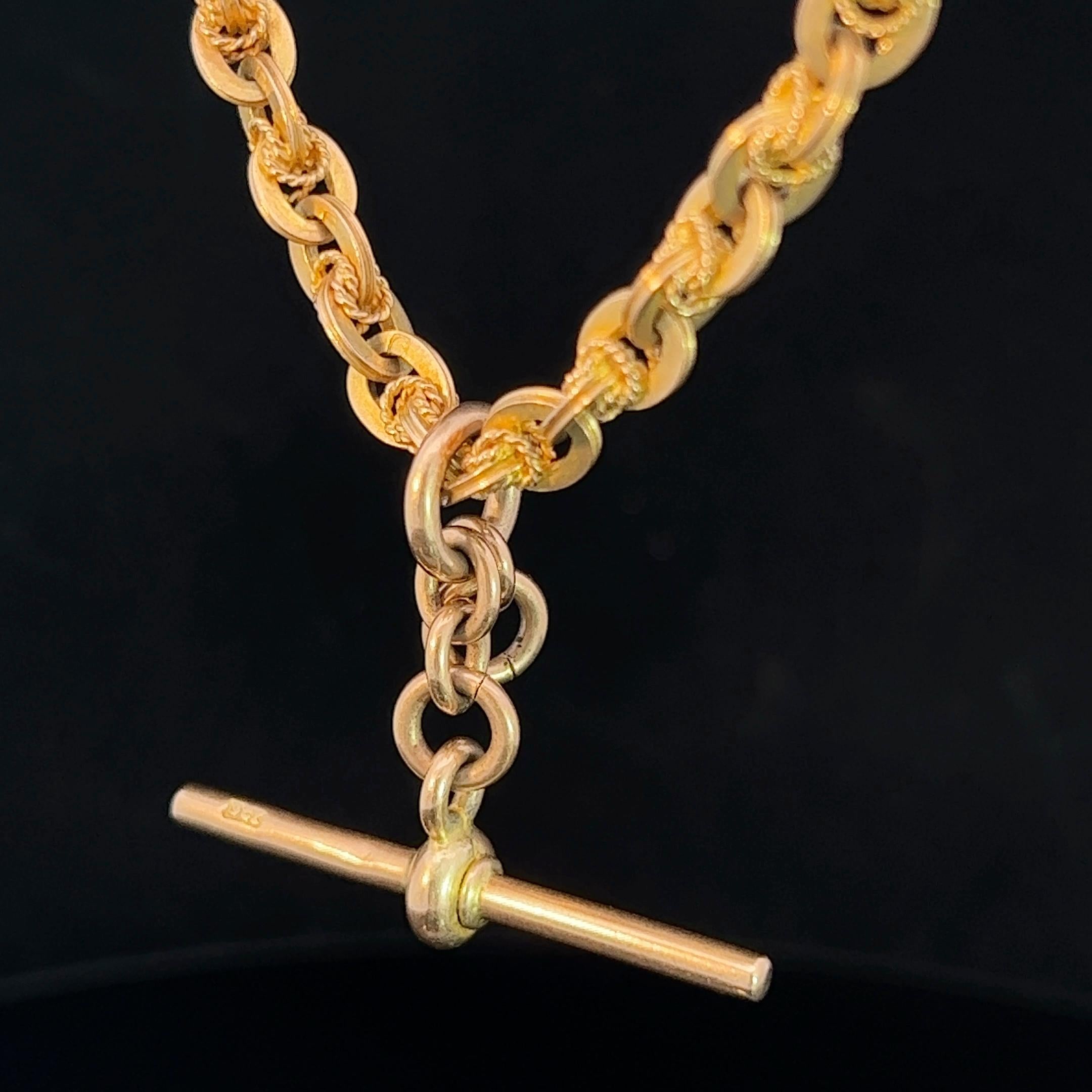 Late Victorian 9k Yellow Gold Fob Chain Circa 1900 For Sale 2