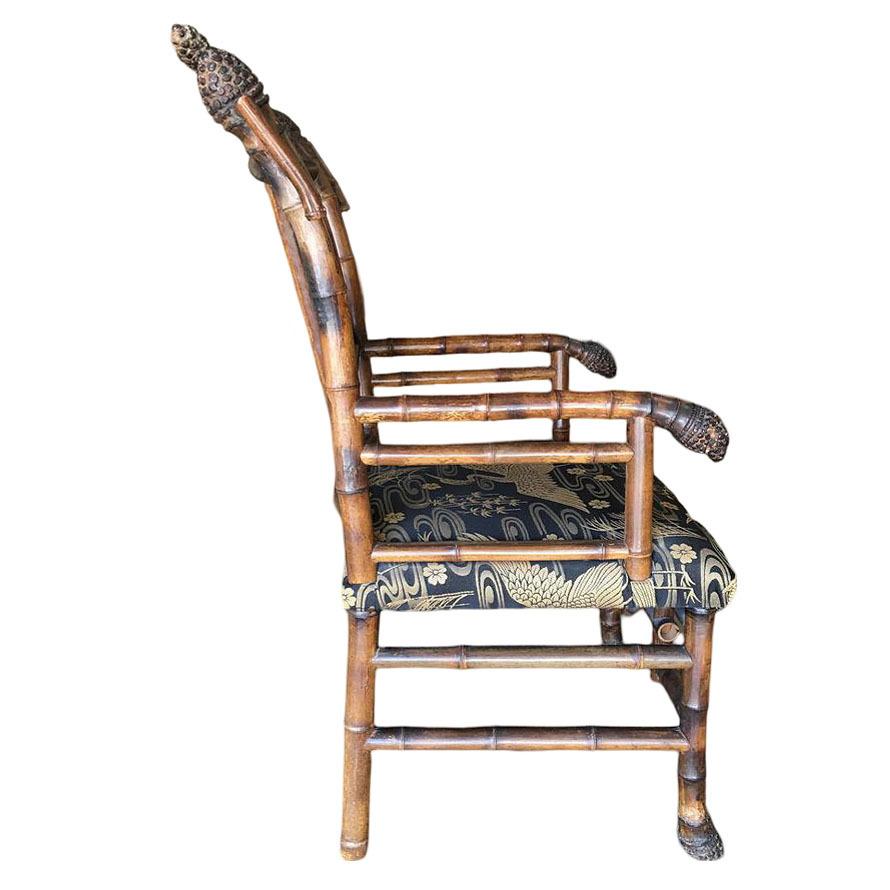 Américain Paire de chaises de salon Chippendale en bambou Aesthetic Movement de la fin de l'époque victorienne en vente