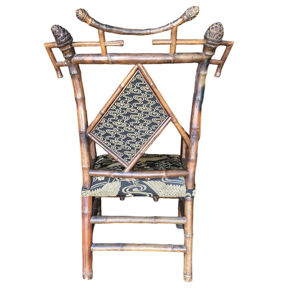 Bambou Paire de chaises de salon Chippendale en bambou Aesthetic Movement de la fin de l'époque victorienne en vente