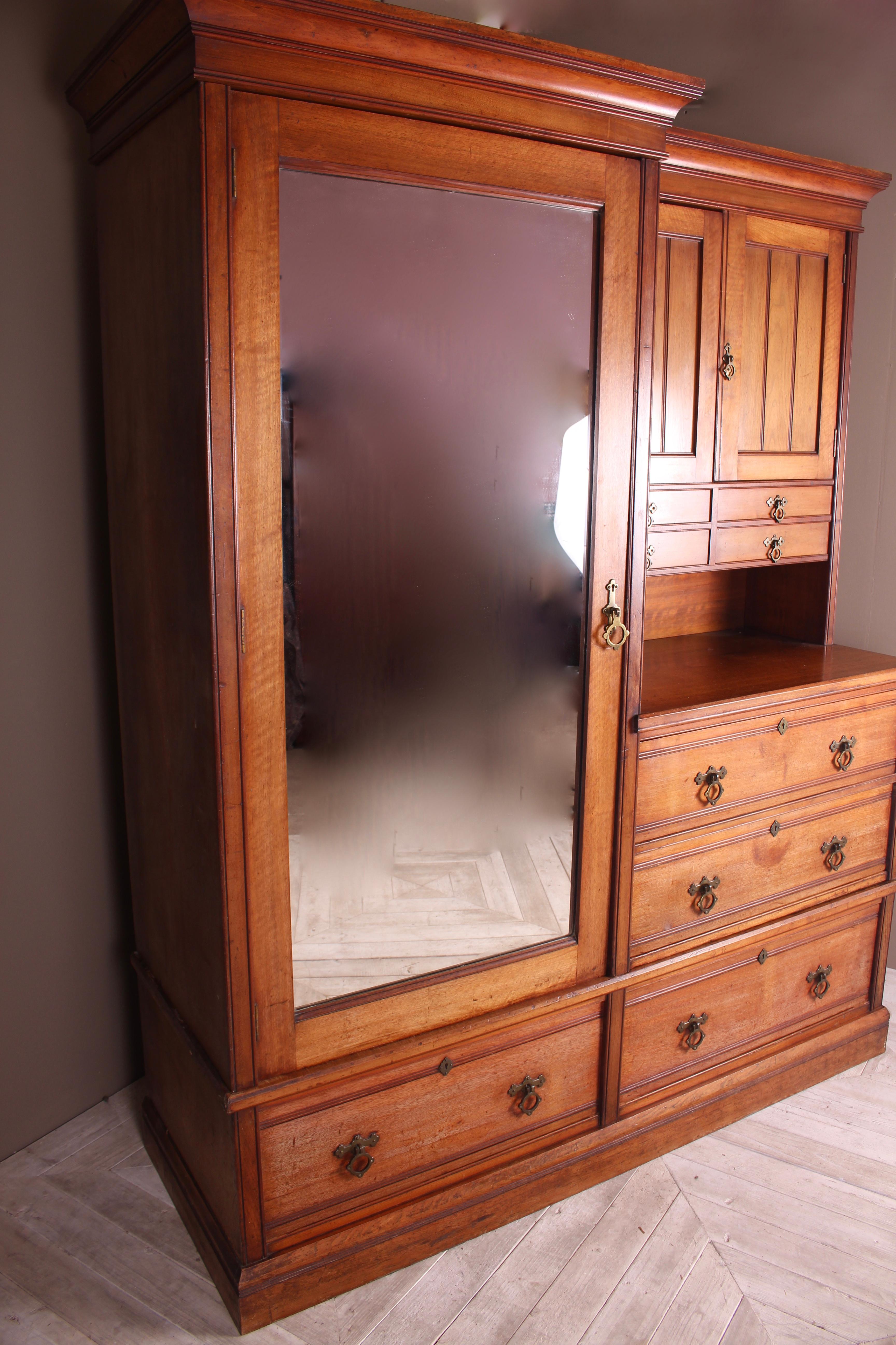 Late Victorian Aesthetic Movement Walnut Wardrobe by W Walker & Sons, London 5