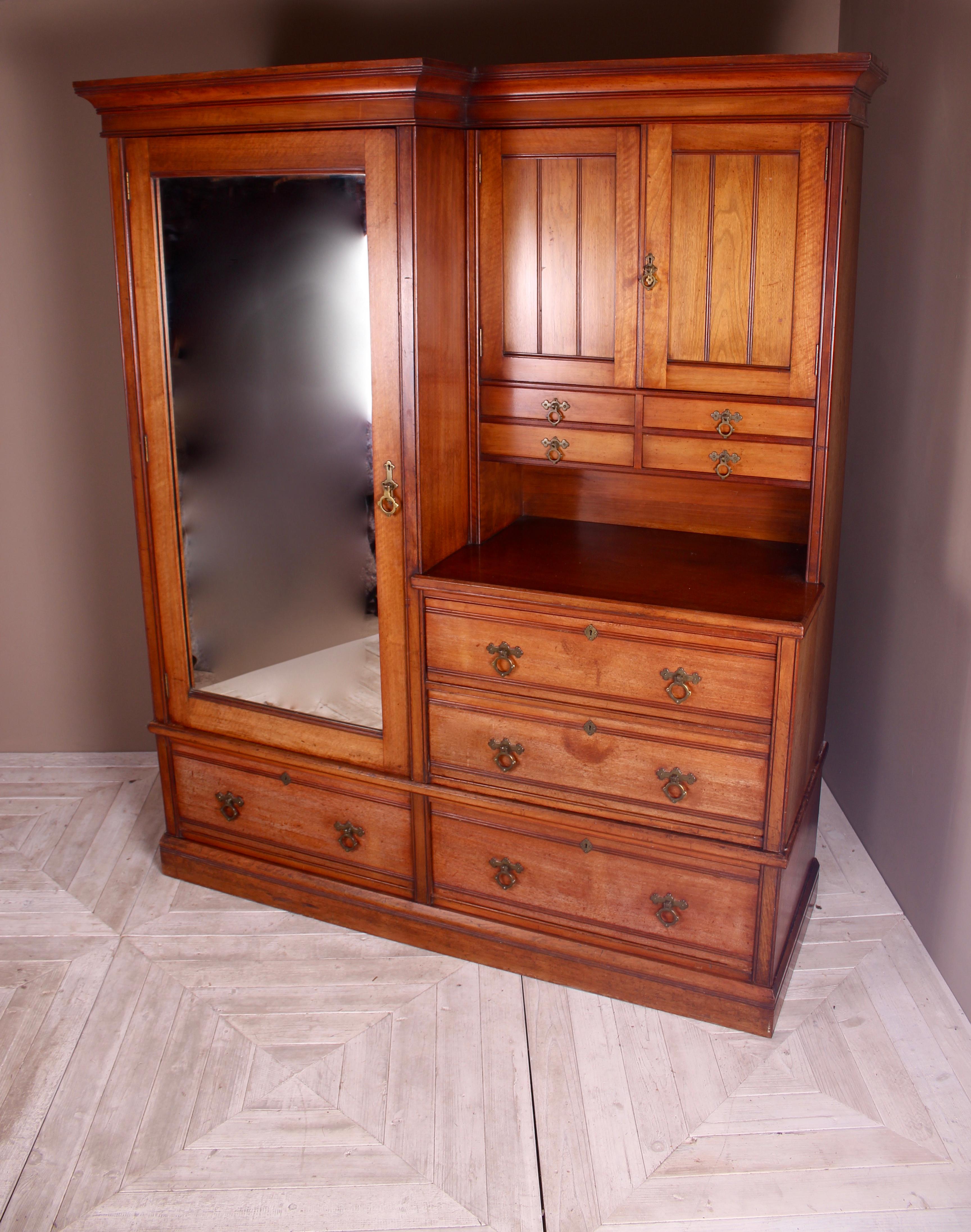 Late Victorian Aesthetic Movement Walnut Wardrobe by W Walker & Sons, London 6