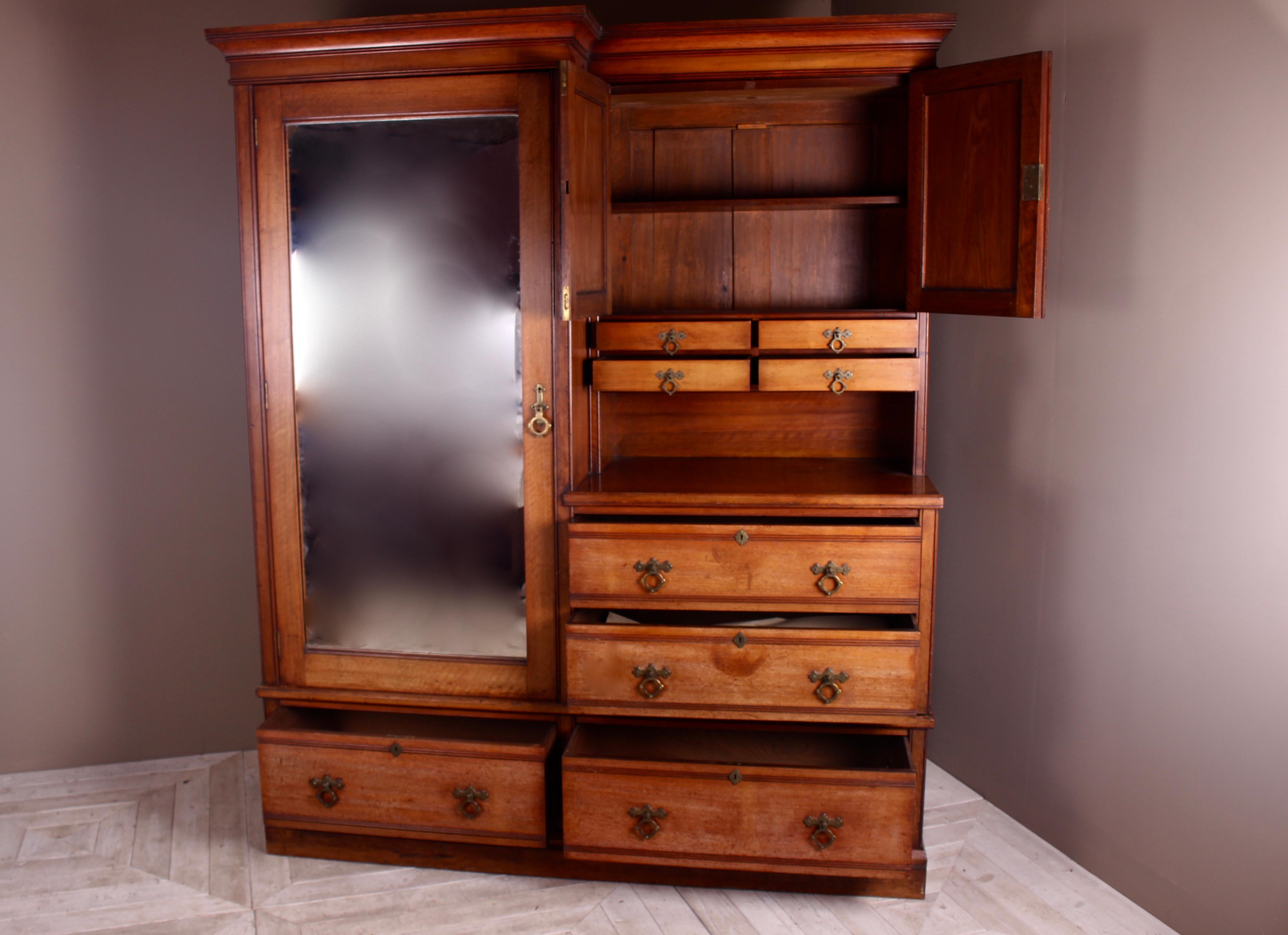 Late Victorian Aesthetic Movement Walnut Wardrobe by W Walker & Sons, London 2