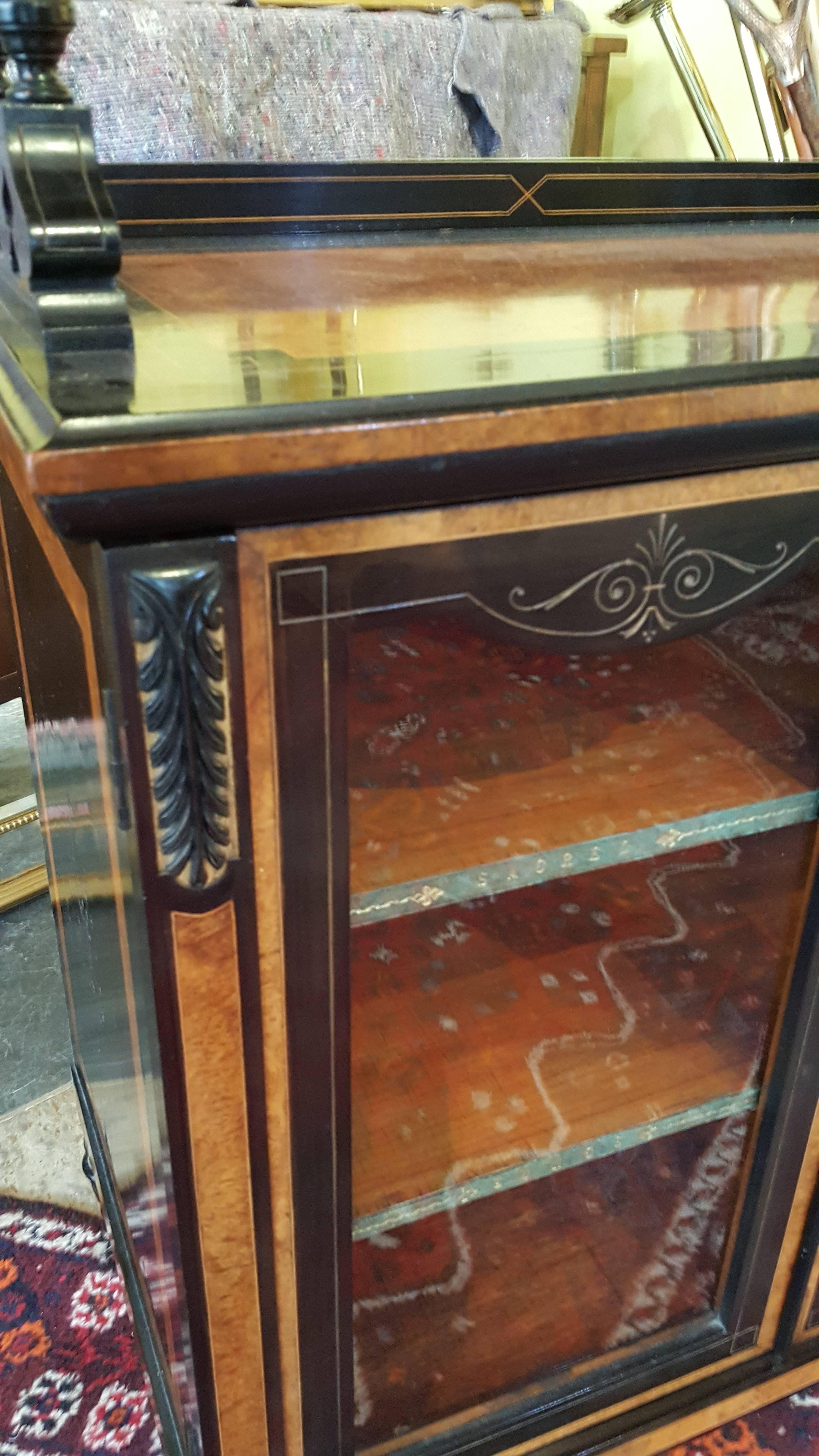 Late Victorian Amboyna and Ebonized Music Cabinet In Excellent Condition In Altrincham, Cheshire