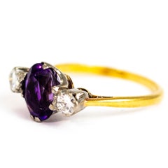 Late Victorian Amethyst and Diamond 18 Carat Gold Ring