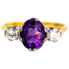 Late Victorian Amethyst and Diamond 18 Carat Gold Ring