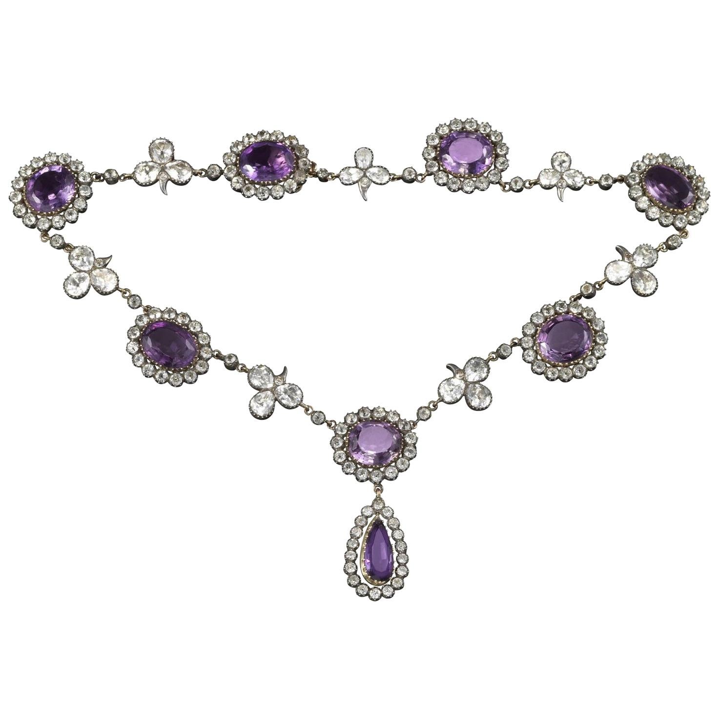 Late Victorian Amethyst and Rock Crystal Necklace For Sale