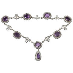 Spätviktorianische Halskette aus Amethyst und Bergkristall