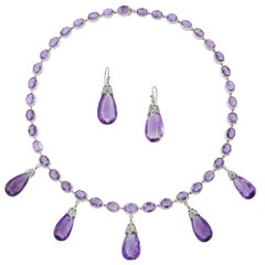 Late Victorian Amethyst Necklace and Earrings
