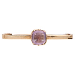 Antique Late Victorian Amethyst Pin Bar Brooch Set in 9k Rose Gold