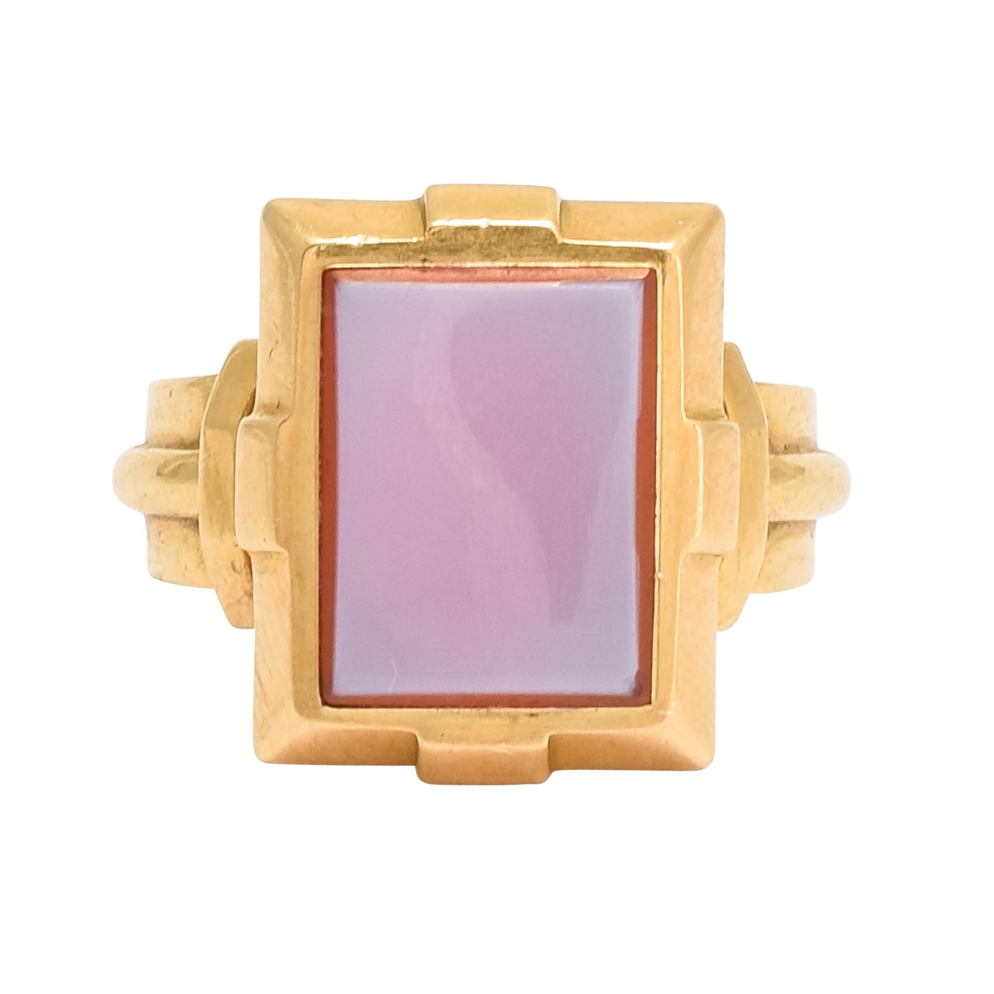 Late Victorian Angular Sardonyx Signet Ring