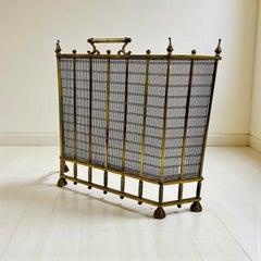 Late Victorian Antique Brass Fire Guard Or Fender