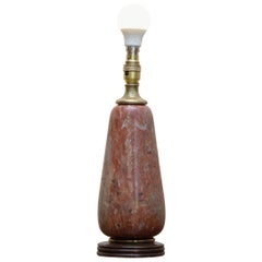 Late Victorian Antique French & Gilt Brass Marble Table Lamp Lovely Form
