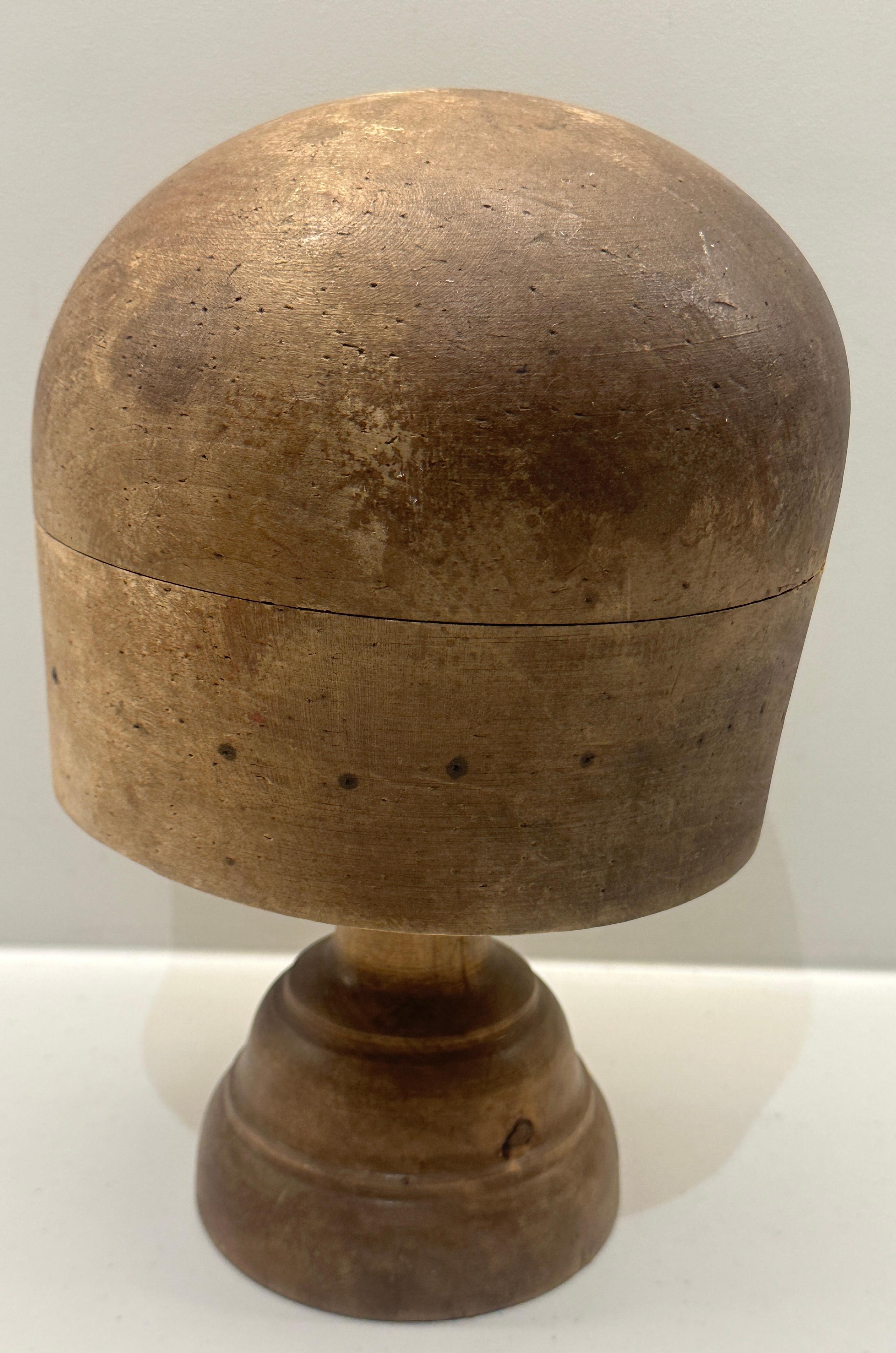 Late Victorian Antique Solid Beech Hat Block Millinery Display Stand 22 1/2 5