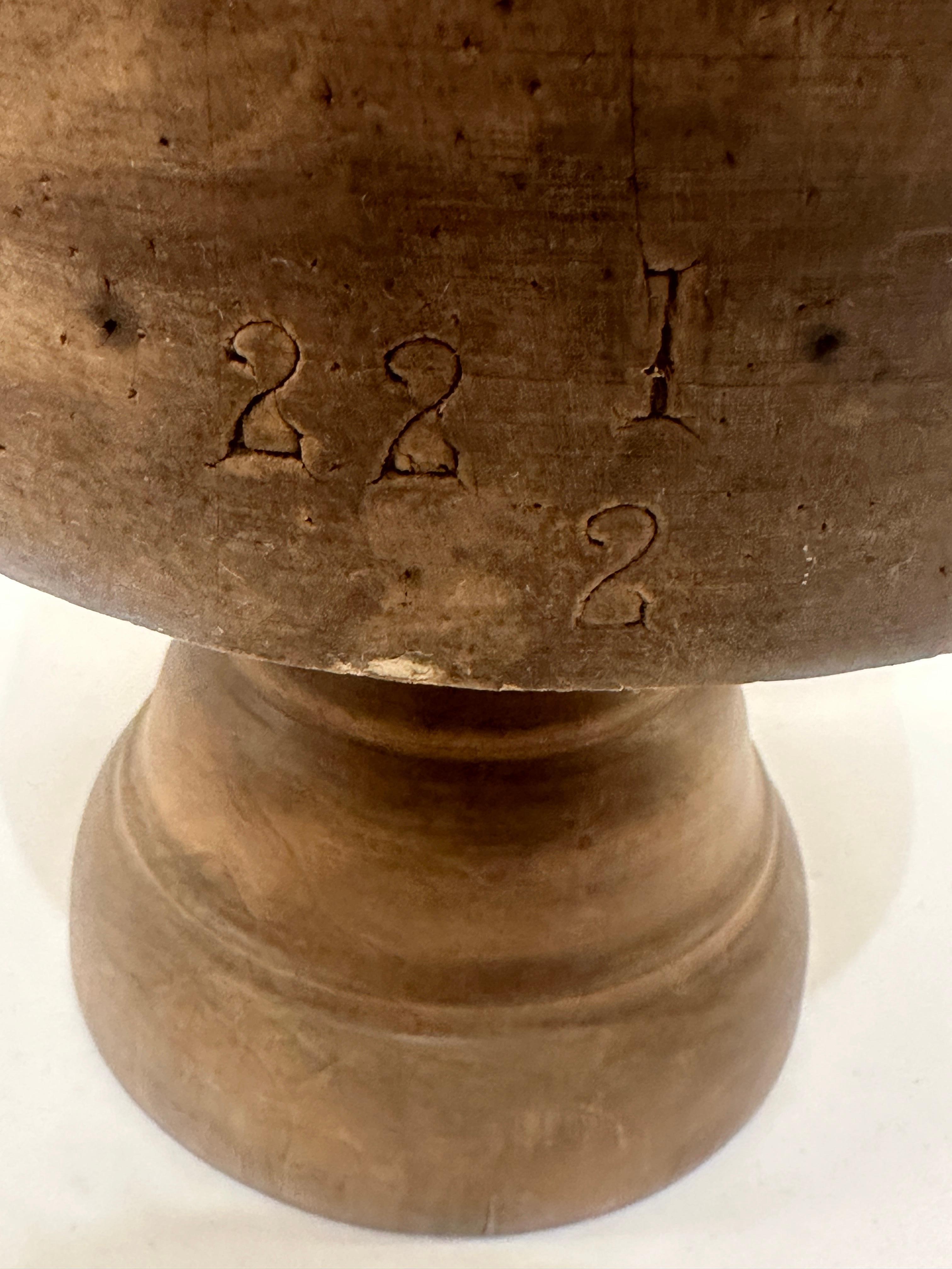 Late Victorian Antique Solid Beech Hat Block Millinery Display Stand 22 1/2 6
